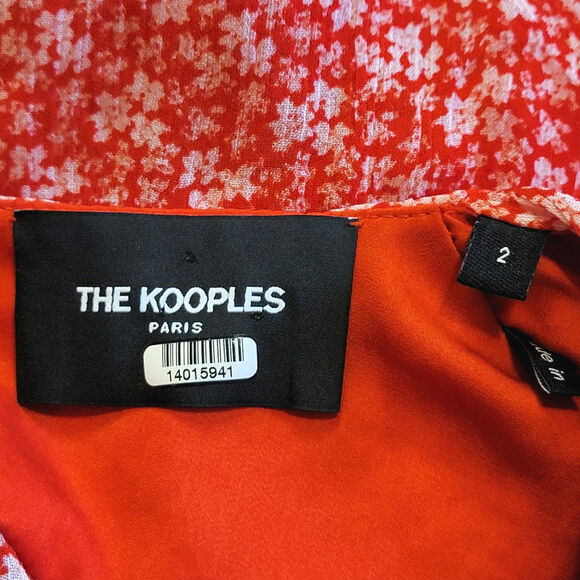 The Kooples Red Floral Mini Dress Ruffle Chic Feminine Brunch Date Night Size 2 - Picture 14 of 16